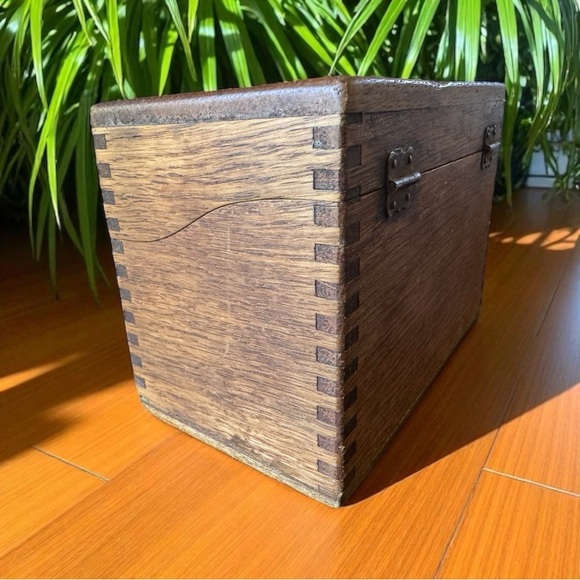 VINTAGE Weis Oak Dovetail Index Card Filing Box - Made in USA - Picture 6 of 16